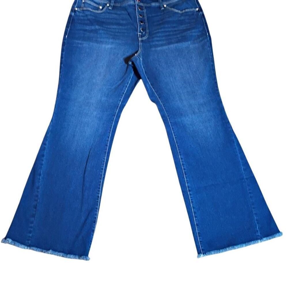 Seven7 Jeans Women's Flare Fringe Bottom Blue Jeans size 18